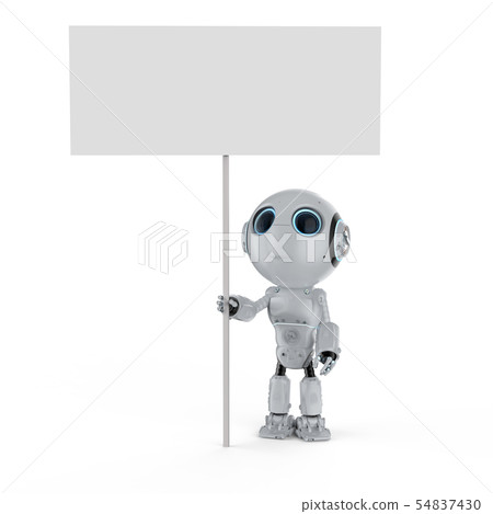 robot with blank banner 54837430