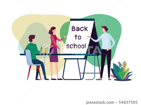 Welcome back to school. Teacher and students  54837505