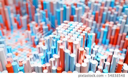 The background of the multi-colored cylinders is chaotic 54838548