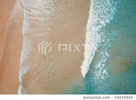 Aerial view to tropical sandy beach and blue 54838884