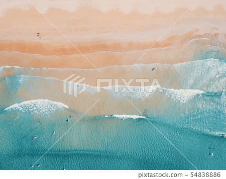 Aerial view to tropical sandy beach and blue 54838886