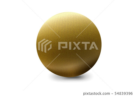 Light shining on gold metal ball isolated on white 54839396