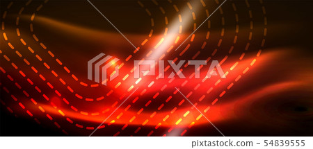 Neon square shapes lines on glowing light background 54839555