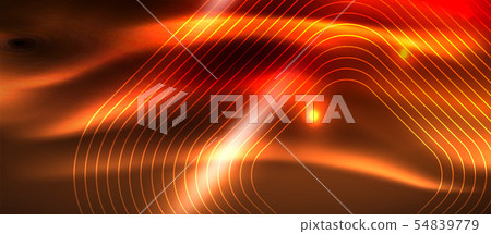 Neon glowing techno lines, hi-tech futuristic abstract background template with square shapes 54839779