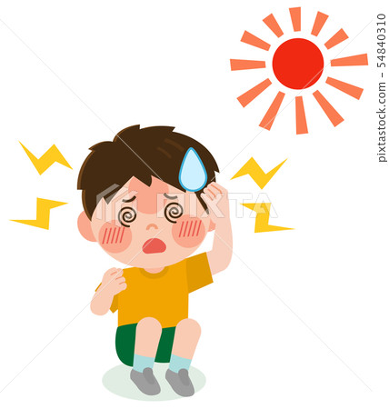 男孩中暑II度例證 男孩中暑II度例證 54840310