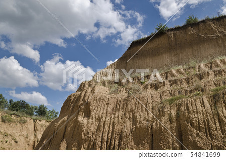 Sunny Blue Sky, soil and a hill near the city Ruse 54841699