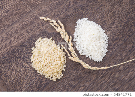 白米和糙米和米耳朵圖像材料健康食品米圖像 54841771