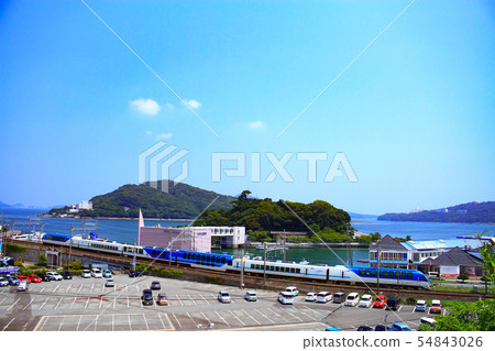 鳥羽市和近鐵火車的城市景觀 54843026