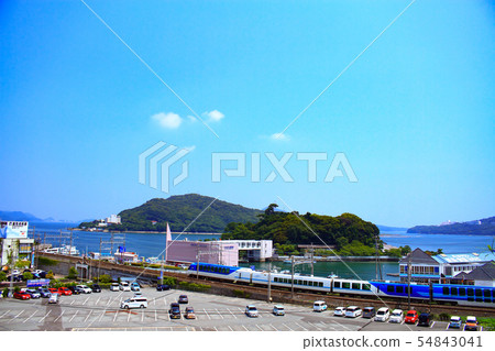 鳥羽市和近鐵火車的城市景觀 54843041