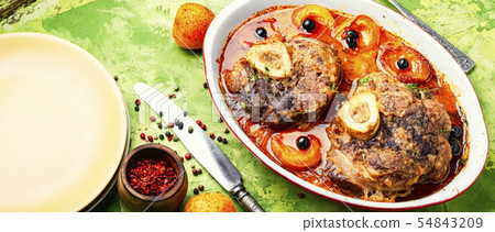 Italian veal steak ossobuco Italian veal steak ossobuco 54843209