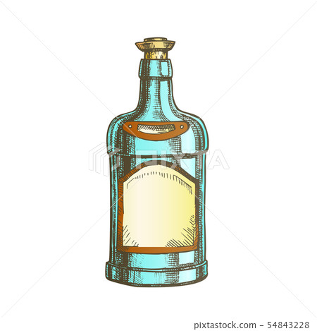 Color Classic Tequila Bottle Sombrero On Top Vector 54843228