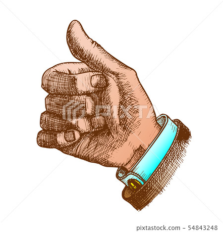 Color Male Hand Make Gesture Thumb Finger Up Vector Color Male Hand Make Gesture Thumb Finger Up Vector 54843248