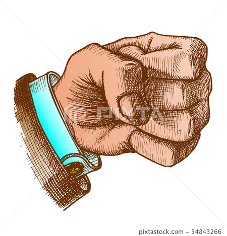 Color Male Hand Make Fist Gesture Vector Color Male Hand Make Fist Gesture Vector 54843266