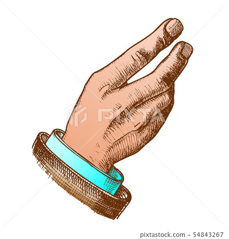 Color Businessman Hand Make Gesture Handdrawn Vector Color Businessman Hand Make Gesture Handdrawn Vector 54843267