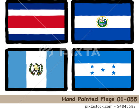 Hand-drawn flag icon, Costa Rica flag, El Salvador flag, Guatemala flag, Honduras flag 54843582