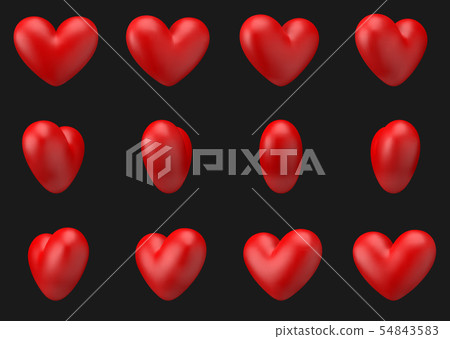 Vector Heart 3d animation rotate around itself 12 Vector Heart 3d animation rotate around itself 12 54843583