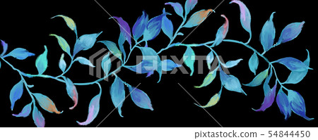 Abstract beautiful watercolor oil painting leaves and branches 54844450
