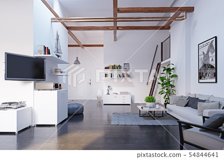 modern attic kitchen interior design. modern attic kitchen interior design. 54844641