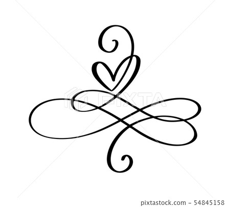 Love heart In the sign of infinity. Sign on postcard to Valentines day, wedding print. Vector 54845158