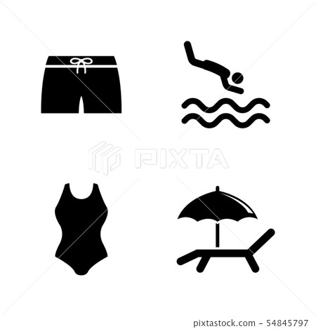 Water Pool, Swimming. Simple Related Vector Icons Water Pool, Swimming. Simple Related Vector Icons 54845797