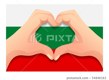 Bulgaria flag and hand heart shape Bulgaria flag and hand heart shape 54846161