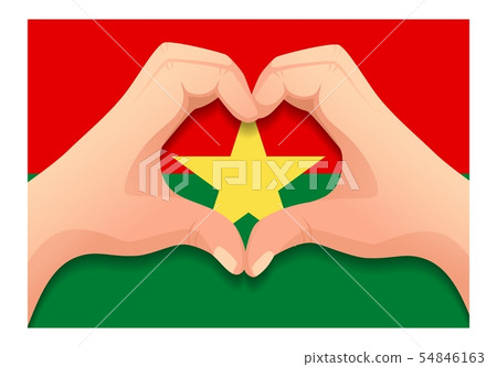 Burkina Faso flag and hand heart shape 54846163