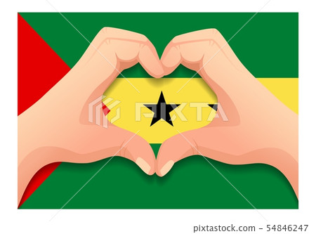 Sao Tome and Principe flag and hand heart shape Sao Tome and Principe flag and hand heart shape 54846247