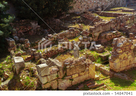 closeup of ancient greek ruins closeup of ancient greek ruins 54847041