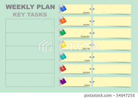 Weekly schedule with a chart for key tasks vector - Stock Illustration ...
