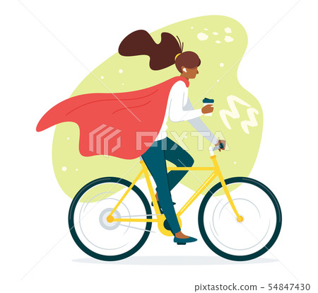 Businesswoman hurrying to work cartoon character. Businesswoman hurrying to work cartoon character. 54847430