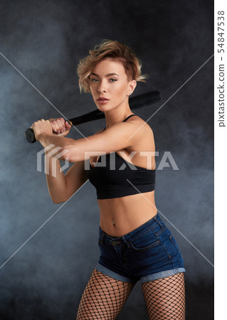 confident motivated girl is ready to kick the ball 54847538