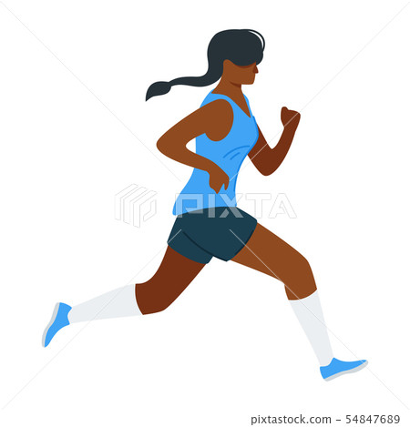 Running woman flat vector illustration - Stock Illustration [54847689 ...