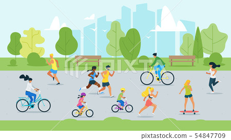 Sport activity in park flat vector illustration 54847709