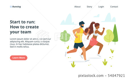 Start to run flat vector landing page template 54847921