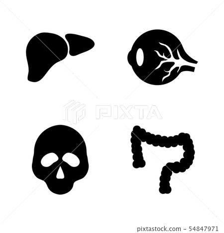Human Internal Organs. Simple Related Vector Icons - Stock Illustration ...