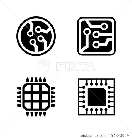 Microelectronics. Simple Related Vector Icons Microelectronics. Simple Related Vector Icons 54848029