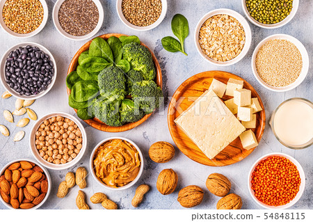 Healthy diet vegan food, veggie protein sources. 54848115