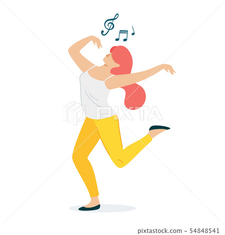 Happy young woman singing vector concept Happy young woman singing vector concept 54848541