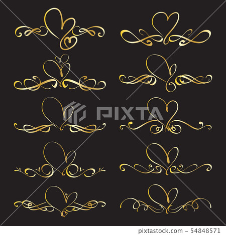 Set Of Heart Decorative Calligraphic Elements - Stock Illustration ...
