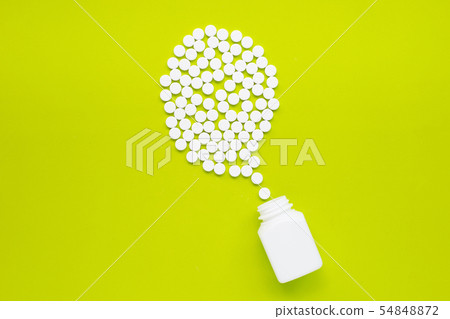 Tablets of Paracetamol on green background. Tablets of Paracetamol on green background. 54848872