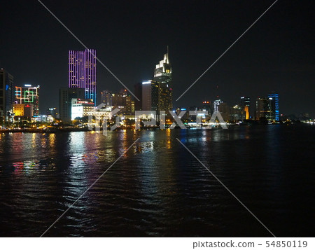 Skyline of Saigon seen from Saigon River Cruise Skyline of Saigon seen from Saigon River Cruise 54850119