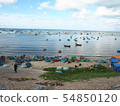Vehicles floating in the fishing village and the sea of Vietnamese countryside on a sunny day 54850120