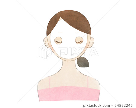 [水彩風格]美女前/後閉眼 54852245
