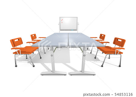 Desk Chair White Board White Background Stock Illustration