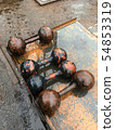 Four cast iron Soviet dumbbells. Vintage. 54853319