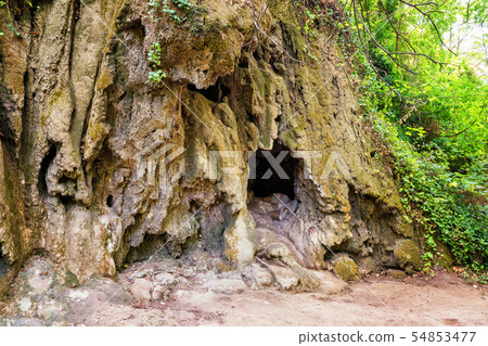 Natural caves relief rock in Krka National Park, Croatia 54853477