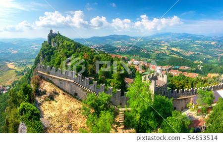 San Marino. Old castle tower in San Marino. Famous 54853514