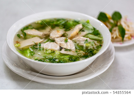 Chicken rice noodle soup 54855564