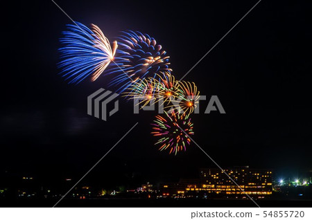 Fireworks event of Ocean Expo Park seen from Ie Island 54855720