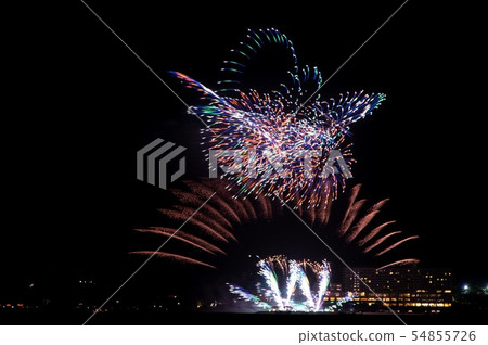 Fireworks event of Ocean Expo Park seen from Ie Island 54855726